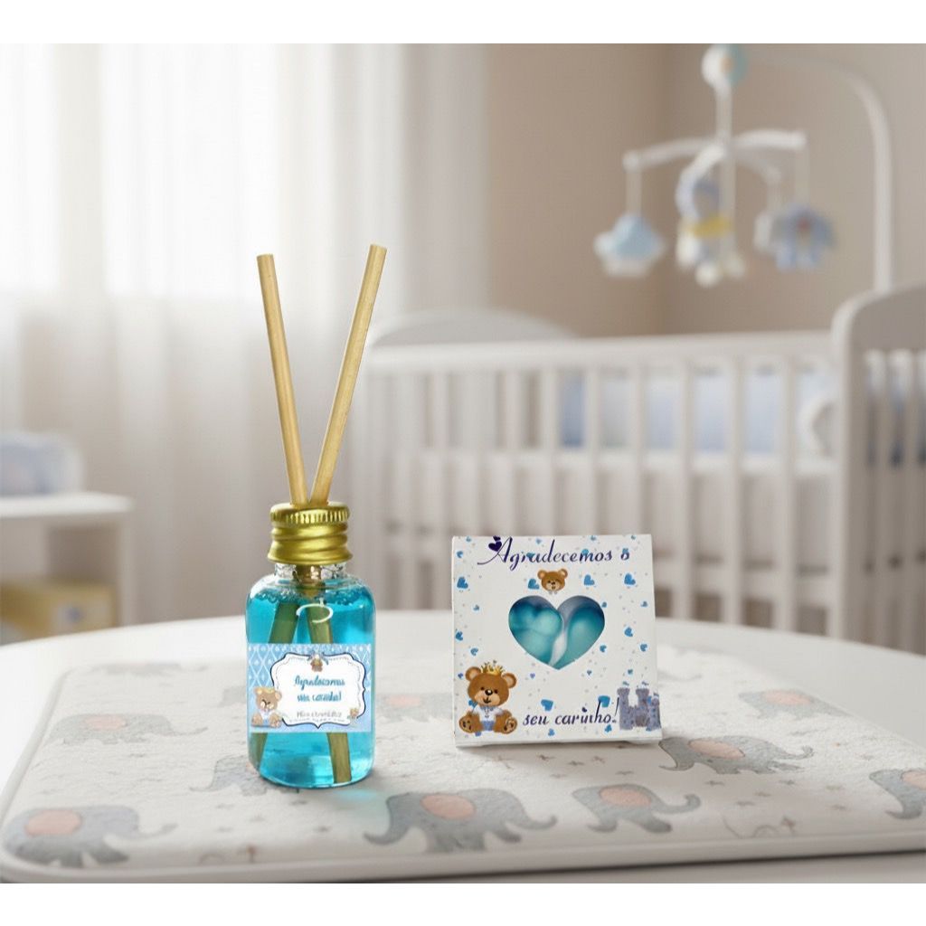 Kit 60 Lembrancinhas Brindes  Para Chá de Bebê, Maternidade - 30 Caixinhas com Pezinhos + 30 Aromatizadores