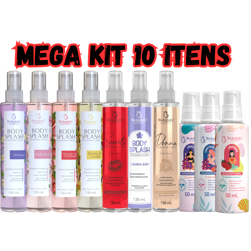 MEGA KIT  Body Splash feminino PERFUMES & DESODORANTES ÍNTIMOS – DELICADEZA E PODER EM UM SÓ KIT!