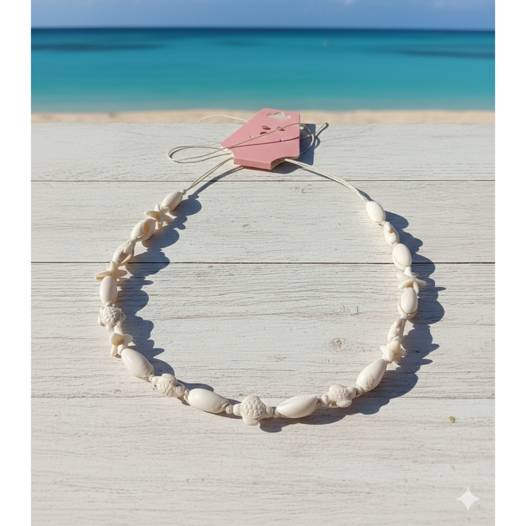 Colar Sereia Artesanal de Conchas Búzios e Detalhes Marinhos Estrelas e Tartaruguinhas Moda Praia  Delicado