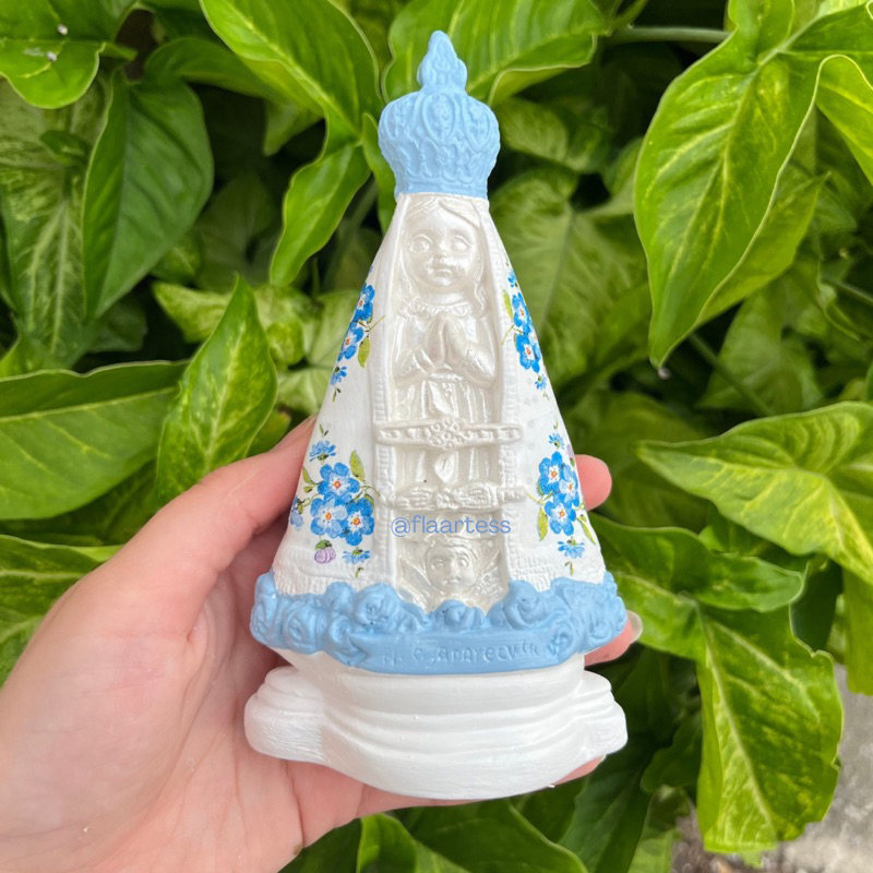 Nossa Senhora Aparecida com Pedestal 15cm Azul bebê/ Lembrança batizado e casamento/ Artigos religiosos/ Católicos