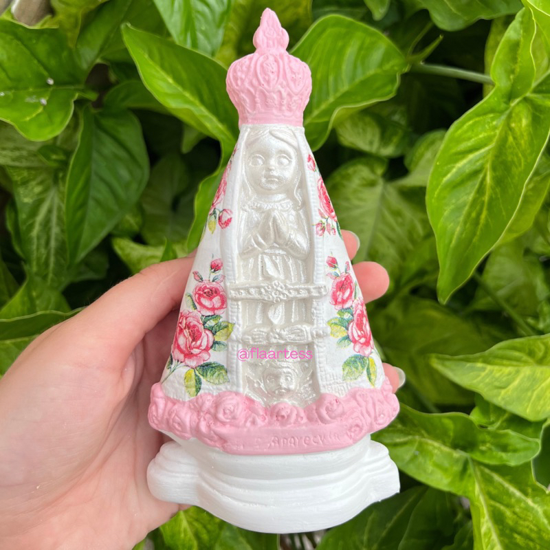 Nossa Senhora Aparecida Pedestal 15cm Rosa bebê/ Artigo religioso/Decoração pro lar/Lembrança Batizado/ Casamento
