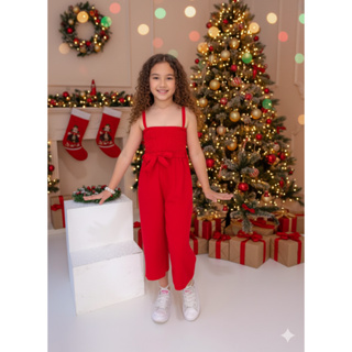 Macaquinho Natal Infantil Menina de 4 a 8 anos Liso Premium Luxo duna em Oferta na Shopee