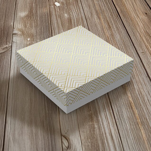 Kit com 10 Mini Caixas Presente Quadrada - Branco Ouro / Kraft Ouro - P, M, G - Embalagem para Dinheiro, Aliança, Docin