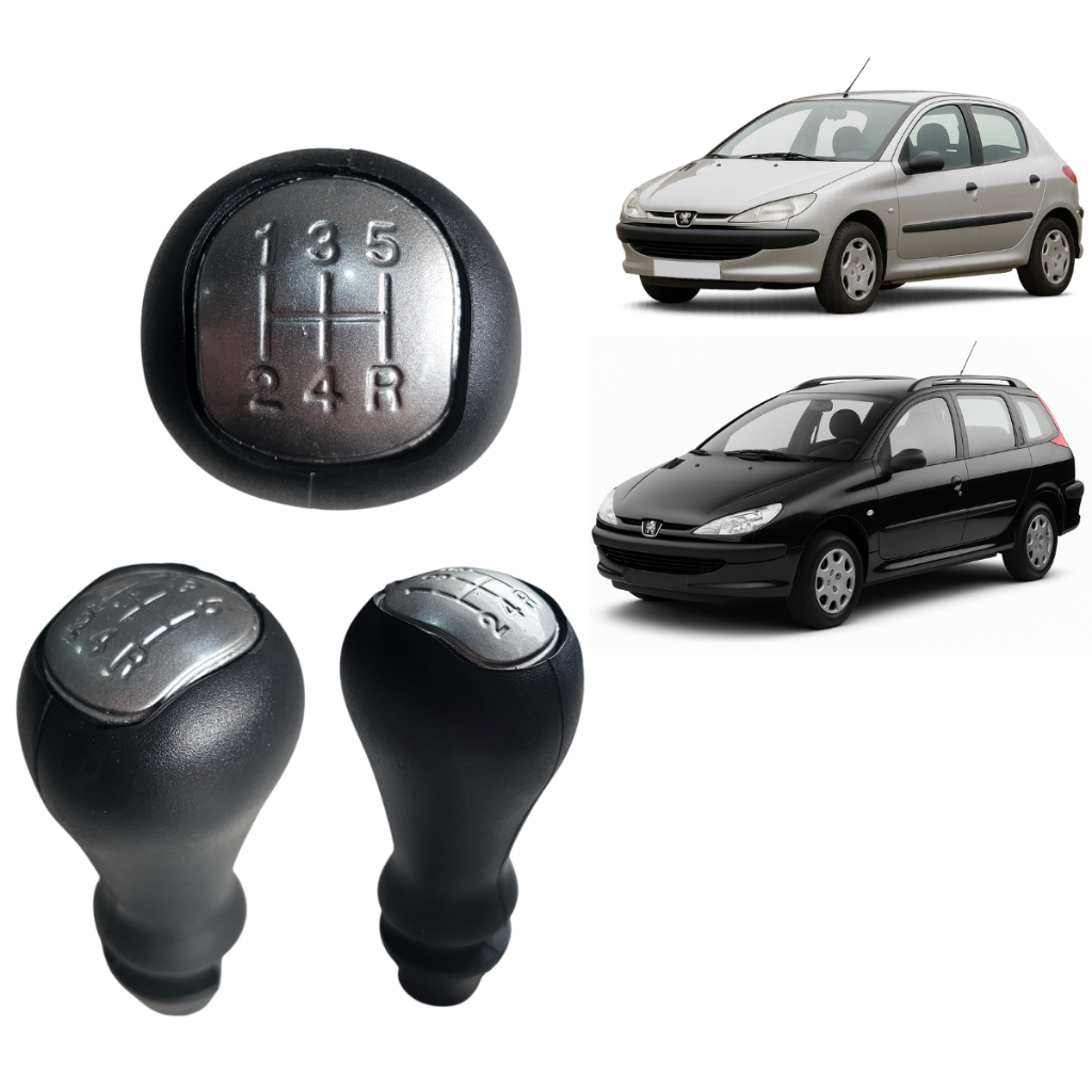 Manopla Alavanca Bola De Câmbio Peugeot 206 98/10 206 SW 99/09 Lente Prata