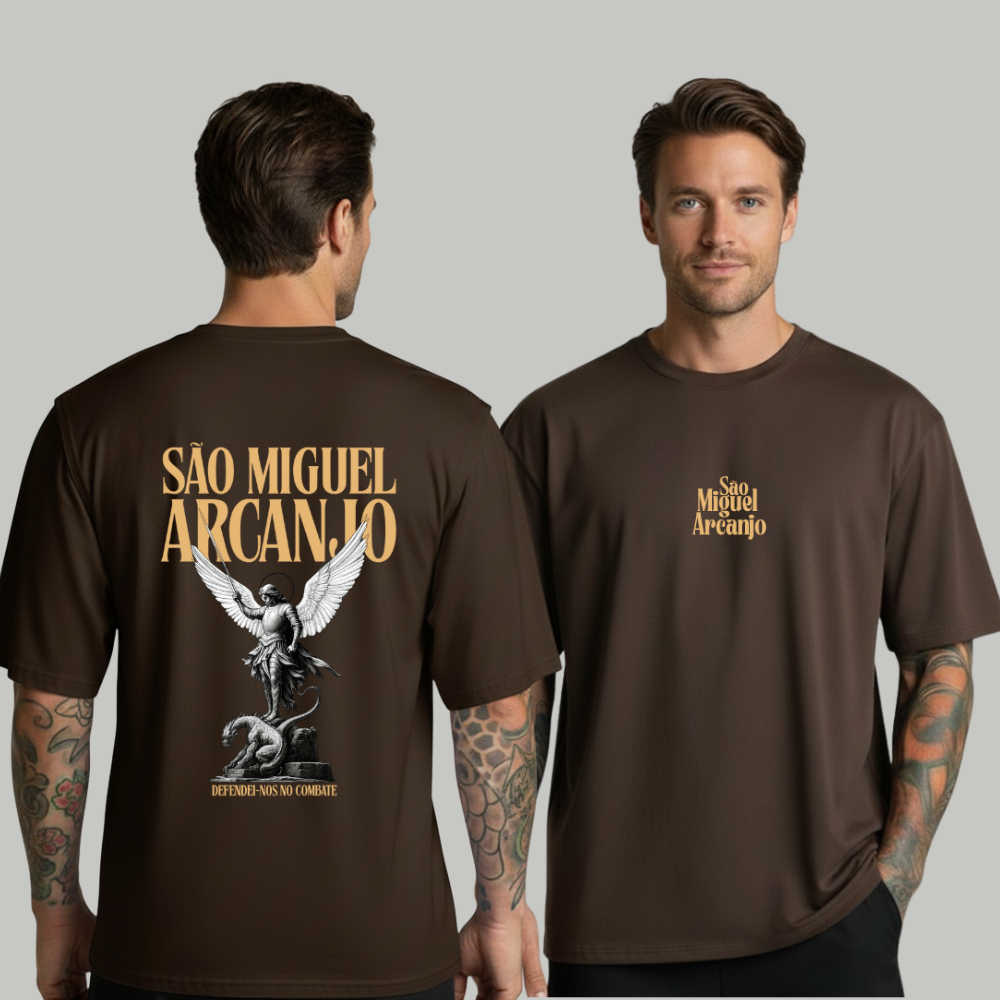 Camiseta Camisa Oversized Estampada Premium Católica Cristã Jesus São Miguel Arcanjo 100% Algodão em Oferta na Shopee