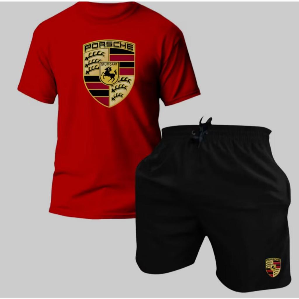 KIT CAMISETA DRY FIT E SHORT TACTEL PORCHE 03 - Qualidade Premium | Entrega Rápida | Frete Grátis