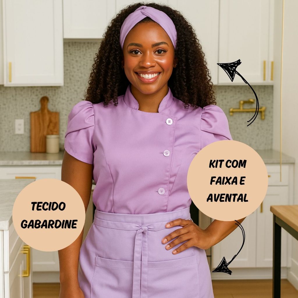 Dolma Feminina Confeitaria Avental Chef de Cozinha GABARDINE Uniforme Profissional