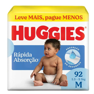 Fralda Pacotão Huggies Tripla Proteção Hiper - Tamanho M - Com 92 Unidades em Oferta na Shopee