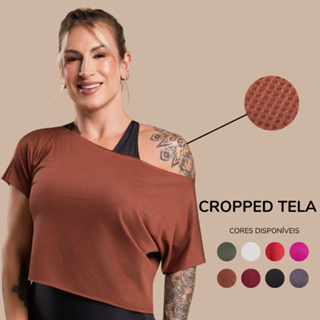 Cropped Básico Liso Tela Feminino Camiseta Academia Treino Musculação Tecido Leve GJR Modas em Oferta na Shopee