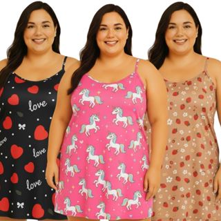 KIT 03 CAMISOLAS PLUS SIZE VESTE 48/50 ( ESTAMPAS SORTIDAS ) em Oferta na Shopee