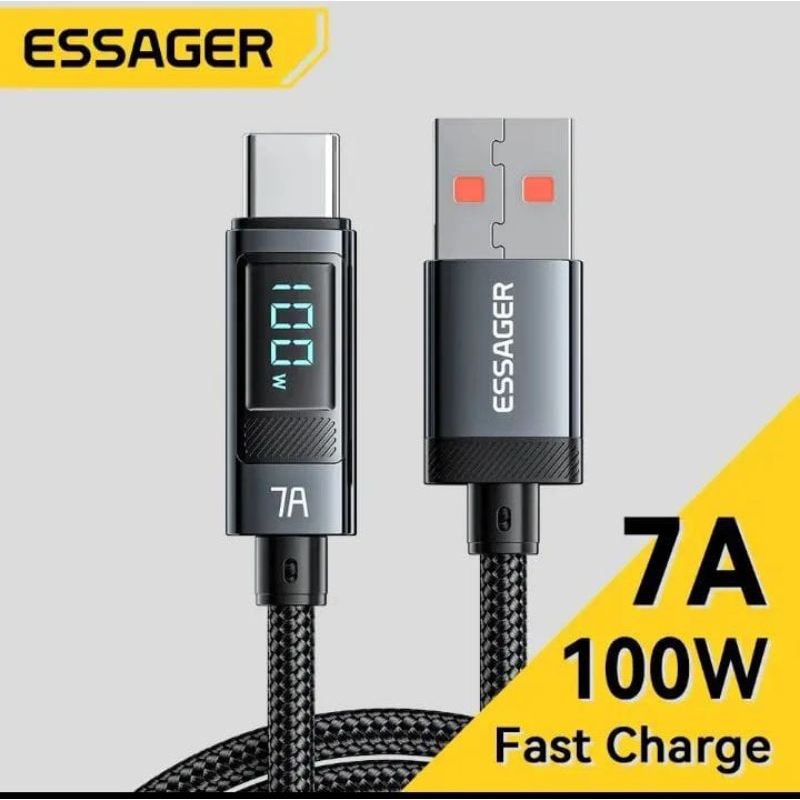 Cabo Essager USB Tipo-C Turbo 100W Display Digital Carregamento Rápido Transferência de Dados (Huawei/Xiaomi/Samsung