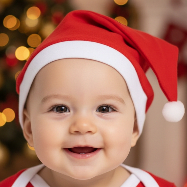 Touca Gorro Natal Bebê Papai Noel Algodão Boina Infantil Fim de Ano Fantasia