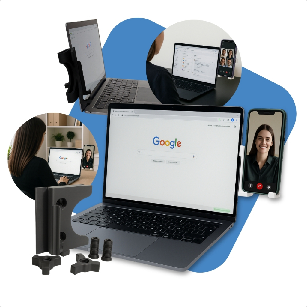 Suporte Vertical Lateral Celular Para Notebook Ideal Home Office Trabalho Estudos Chamada Reuniões