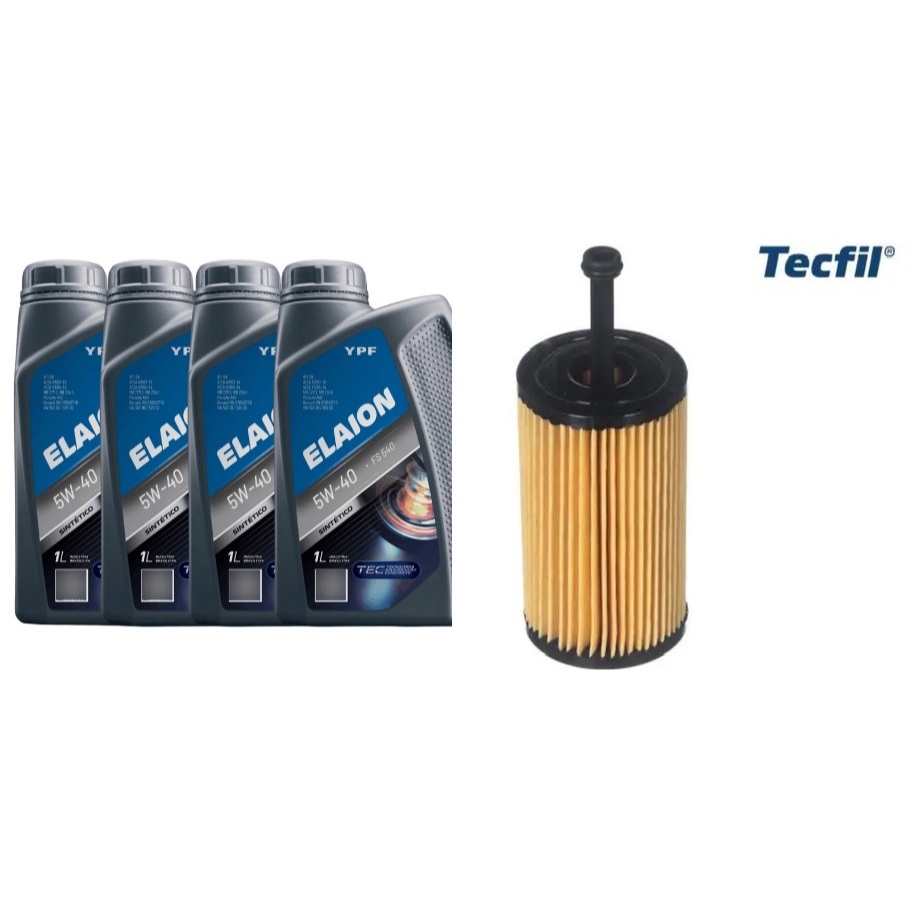 KIT 4 LITROS DE ÓLEO 5W40 ELAION E FILTRO DE ÓLEO TECFIL PEUGEOT 206 207 306 307  2003/2012