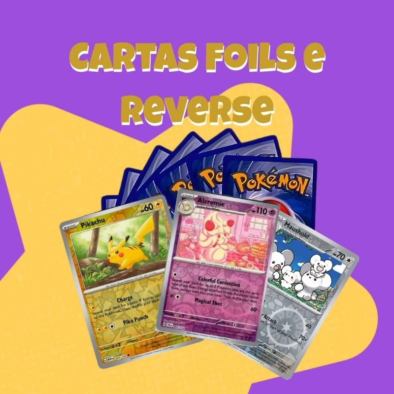 Lote Surpresa: 10 Cartas Pokémon Foil/Reverse (Aleatória) em Oferta na Shopee