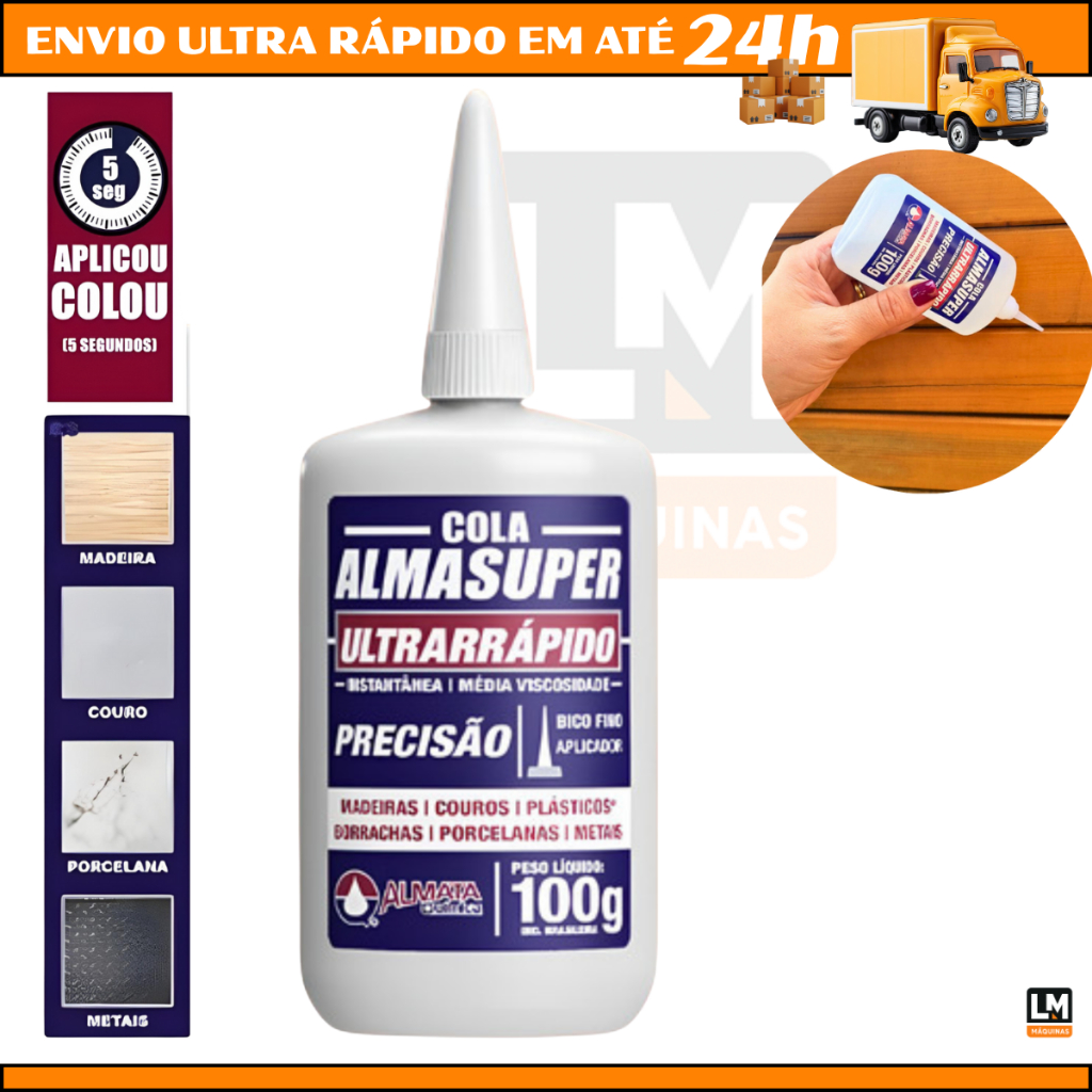 Cola Instantanea Almasuper Ultra Rapida Extra Forte 100g Secagem Rapida