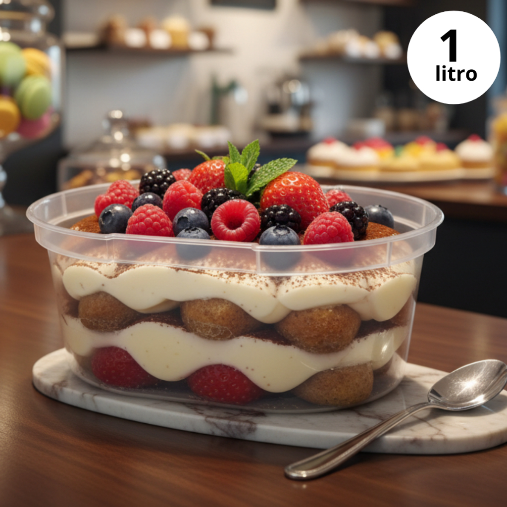 Pote P/ Sorvete C/ Tampa Transparente 1 Litro em Oferta na Shopee