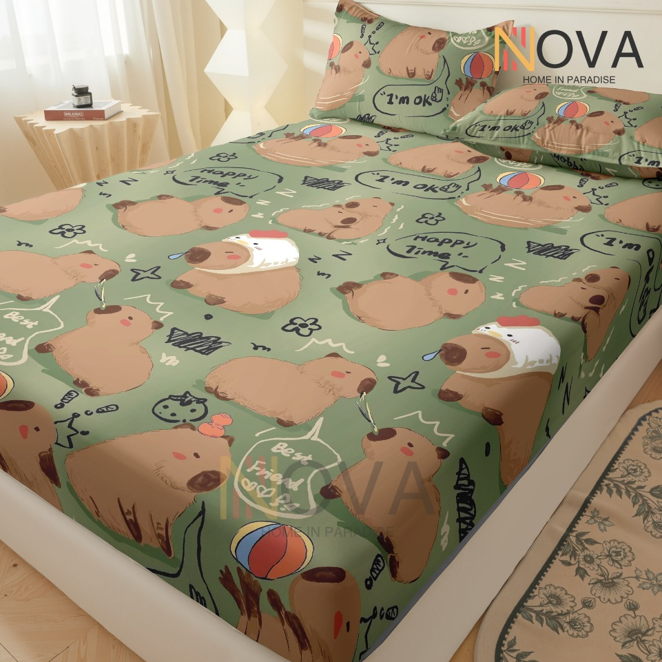 Capivara Jogo De Lençol 03 Peças Não desaparecerá SOLTEIRO CASAL QUEEN Percal Ponto Palito Estampado em Oferta na Shopee