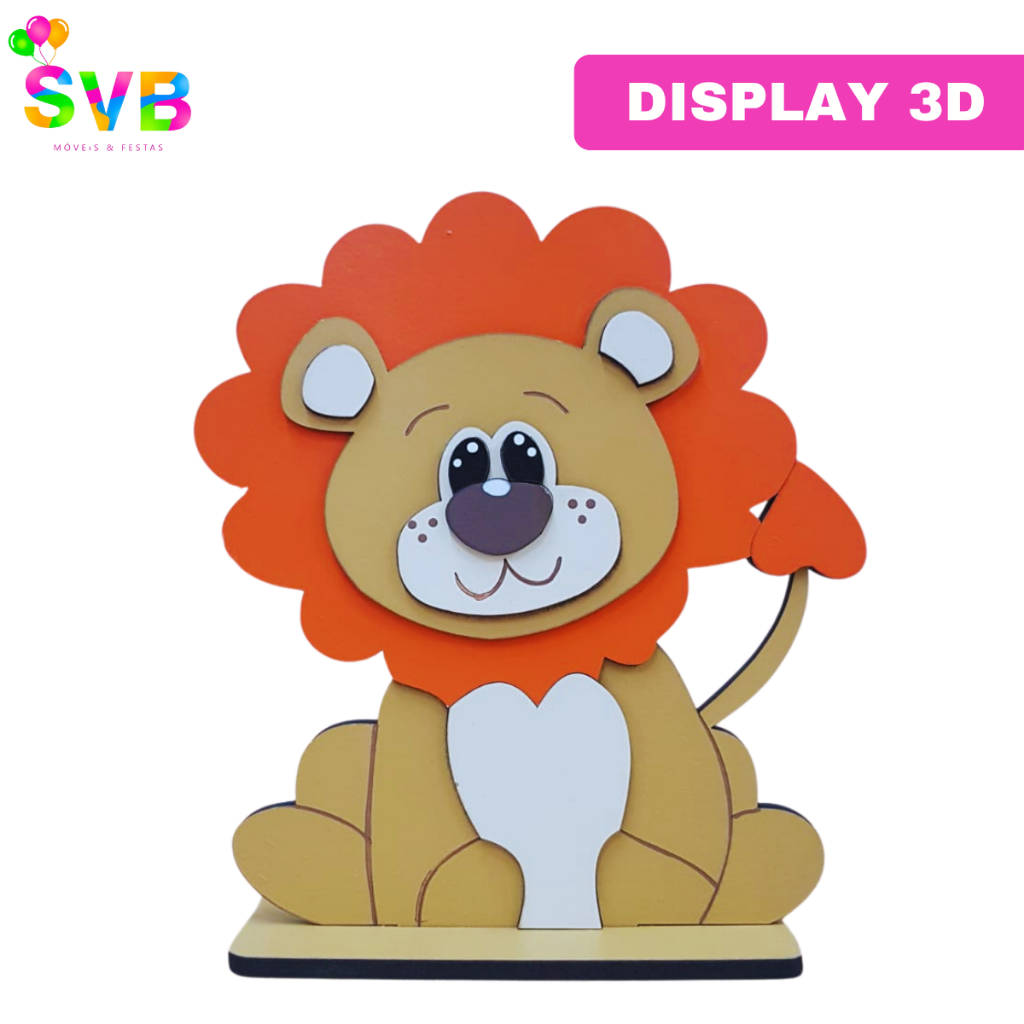 Display Leão Decoração Safari Enfeite  Mesa Mdf Decorativo Centro de Mesa SVB MÓVEIS E FESTAS