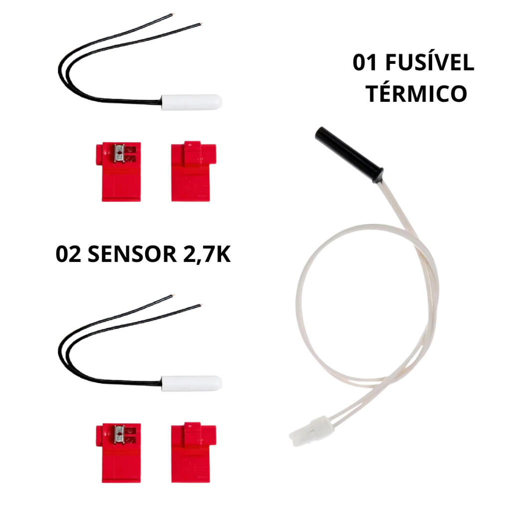 Kit Sensor 2,7K + Fusível Térmico Vensor Compatível Geladeira Brastemp Consul Alta Precisão