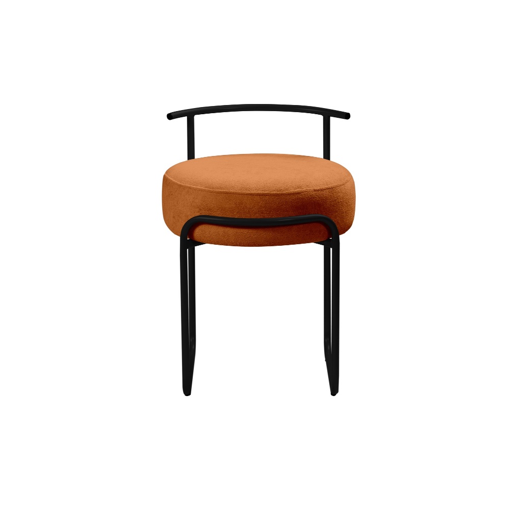 Puff Sala Redondo Evans Base Metal Preto Tecido Boucle Cores — imagem 2 de 2
