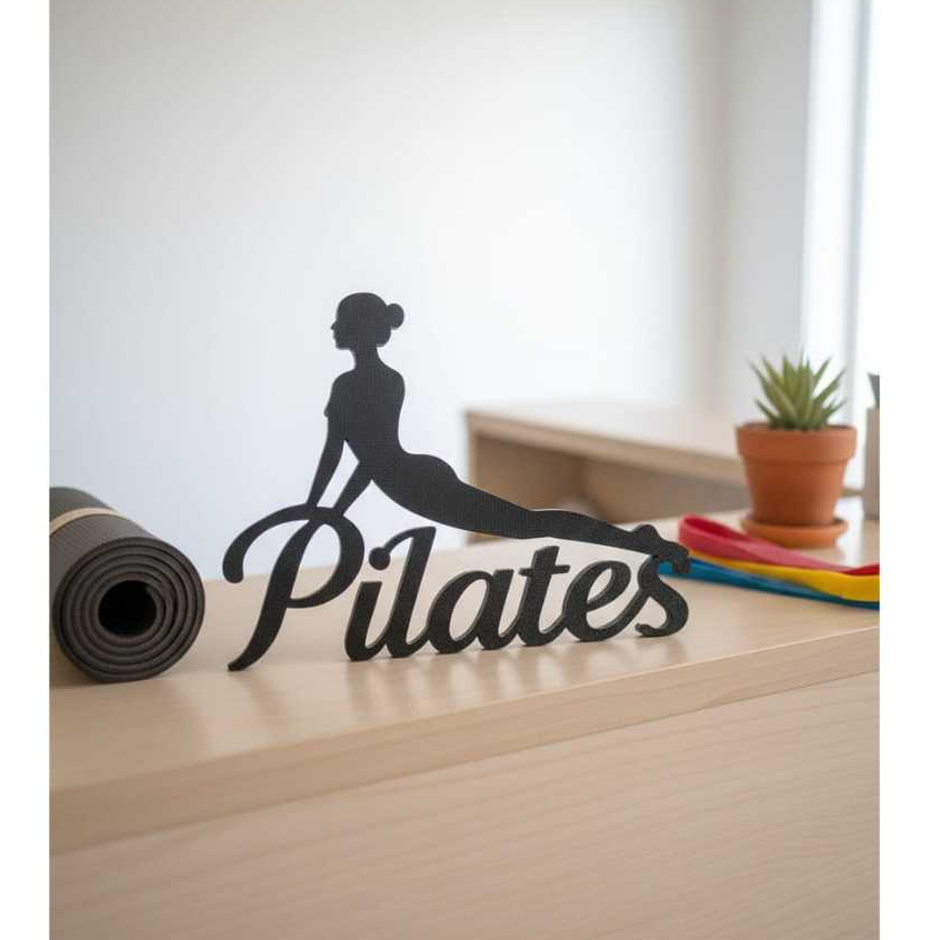 🖤 Decoração “Pilates” em Silhueta 19cmx24cm– Decoração para Estúdio e Casa | Decoração Mesa Balcão | Parede | Aparador |