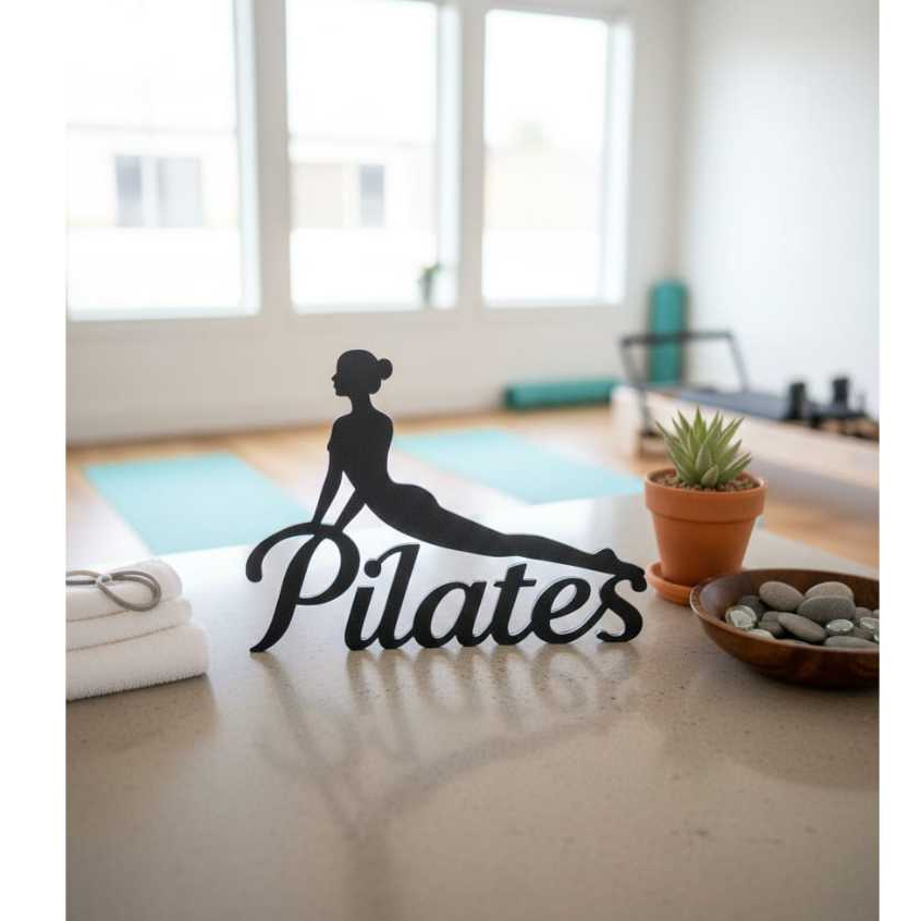 🖤 Decoração “Pilates” em Silhueta 19cmx24cm– Decoração para Estúdio e Casa | Decoração Mesa Balcão | Parede | Aparador |