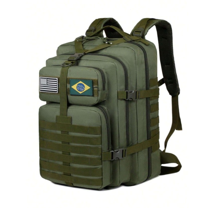 Mochila Militar Tática Masculina Feminina Grande 50 Litros acompanhar 1 bandeira de presente em Oferta na Shopee