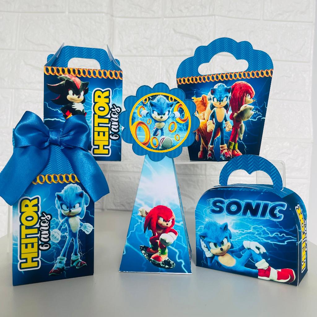 caixinha pegue e monte Sonic, personalizados sonic, kit personalizados Sonic, caixa Milk Sonic
