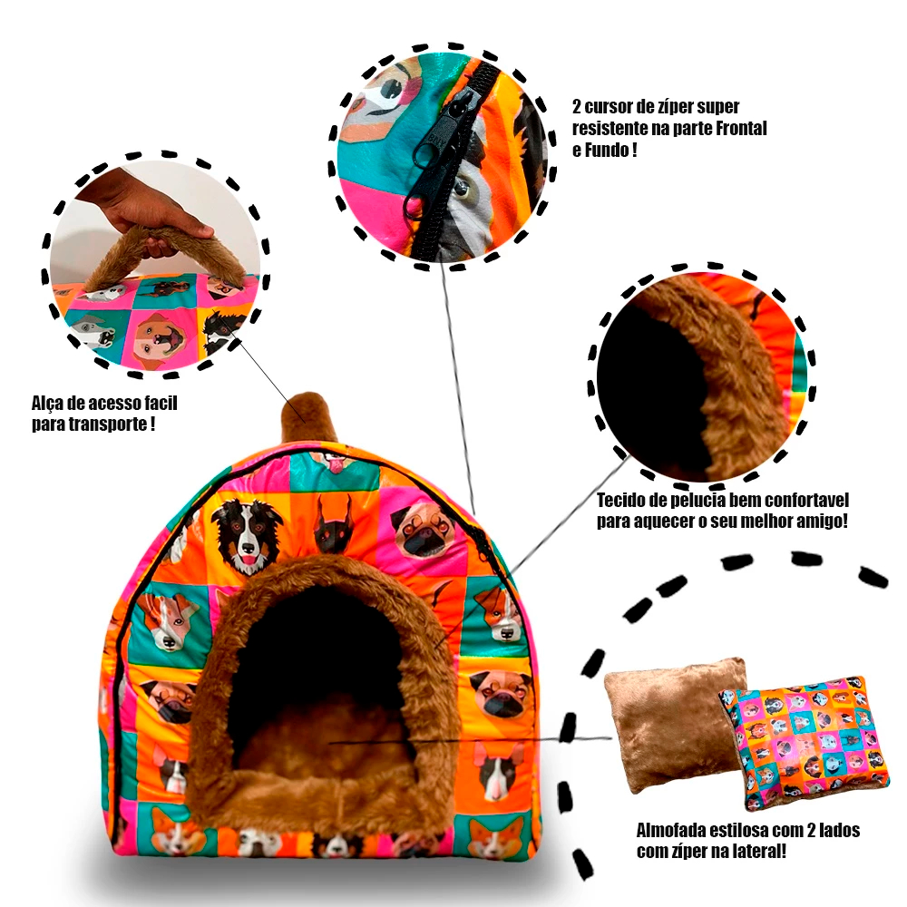 Casinha Pet toca Iglu Cama 2 em 1 para animais de estimação, Cachorro, Gato, etc.