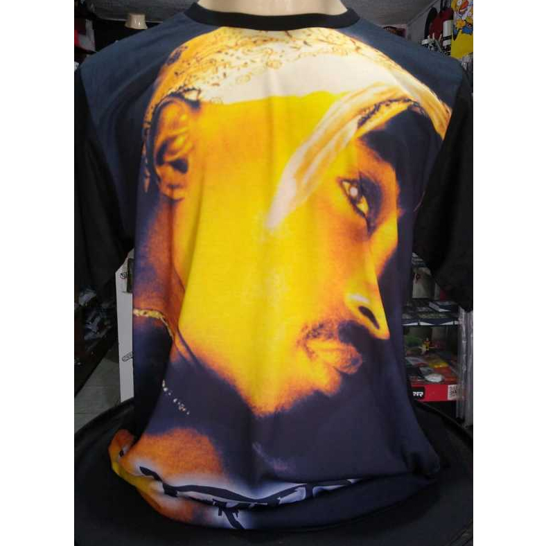 Camiseta 2Pac malha PP sublimada 30.1 poliéster