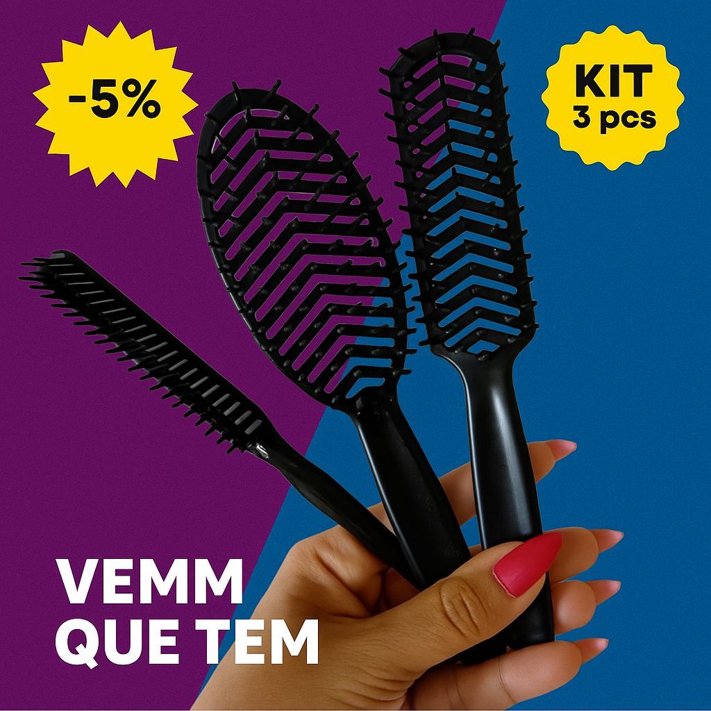 Kit Mariana/Escova Oval mafê - Pente 3 Fileiras - escova mariana - lisos - cachos (CORES SORTIDAS) em Oferta na Shopee