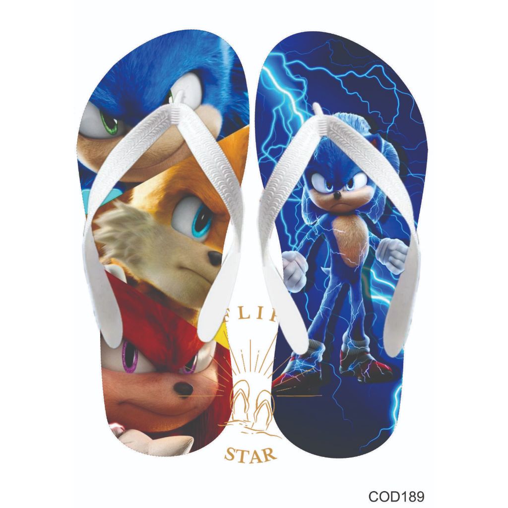 Chinelo Sonic - Estampas Variadas | Tamanhos Adulto e Infantil