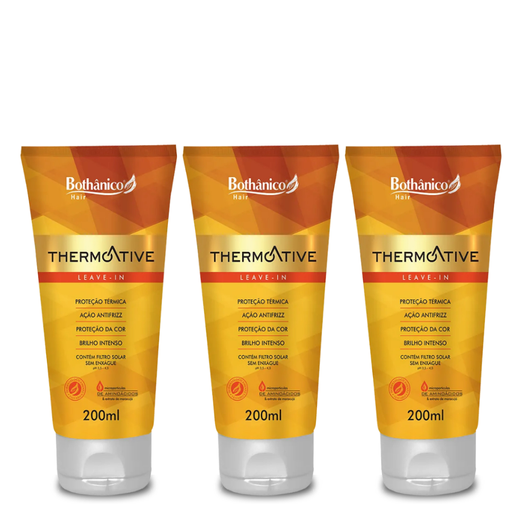 Kit 3 Leave In Thermoative 200ml Proteção térmica Sem Enxague Anti Frizz | Bothânico Hair Cosméticos