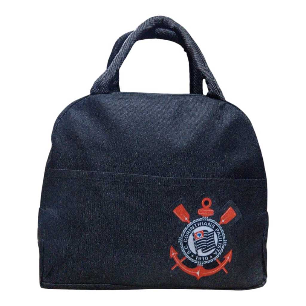 LANCHEIRA TERMICA PRETO, DO CORINTHIANS COM ALÇA DE MÃO