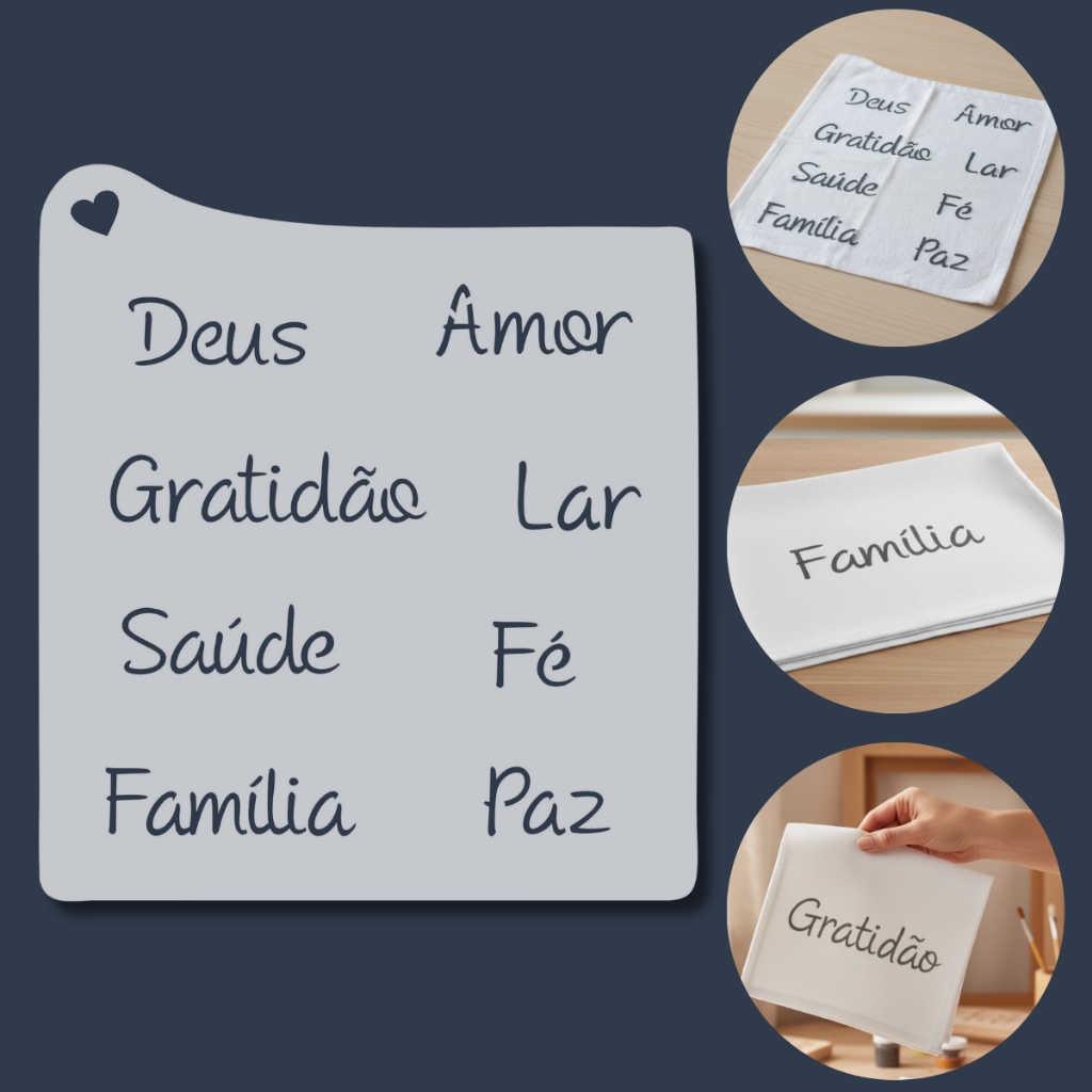 Stencil Molde Palavras para Pintura, Tecido, Artesanato, Mdf, Deus, Gratidão, Fé, Família, Paz em Oferta na Shopee