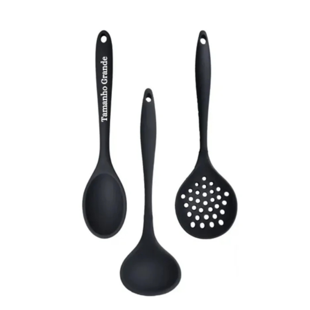 KIT SILICONE ESCUMADEIRA CONCHA E COLHER ARROZ AGUENTA ALTAS TEMPERATURAS