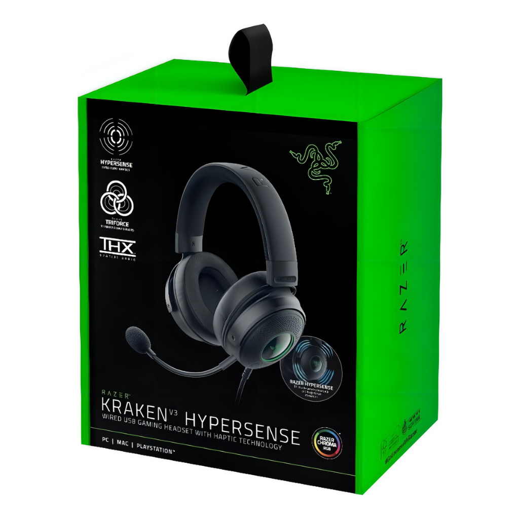 Fone Gamer Razer Kraken V3 Hypersense RGB USB – Vibração Inteligente Som Surround 7.1 Original