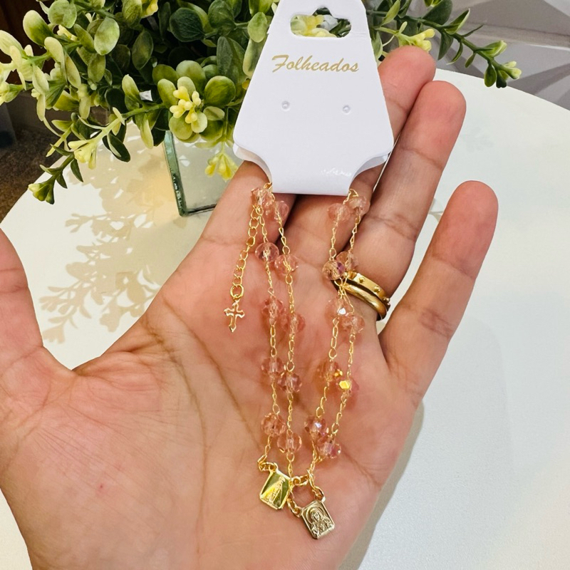 Pulseira Escapulário Folheada Ouro Feminina Nossa Senhora Aparecida — imagem 2 de 2