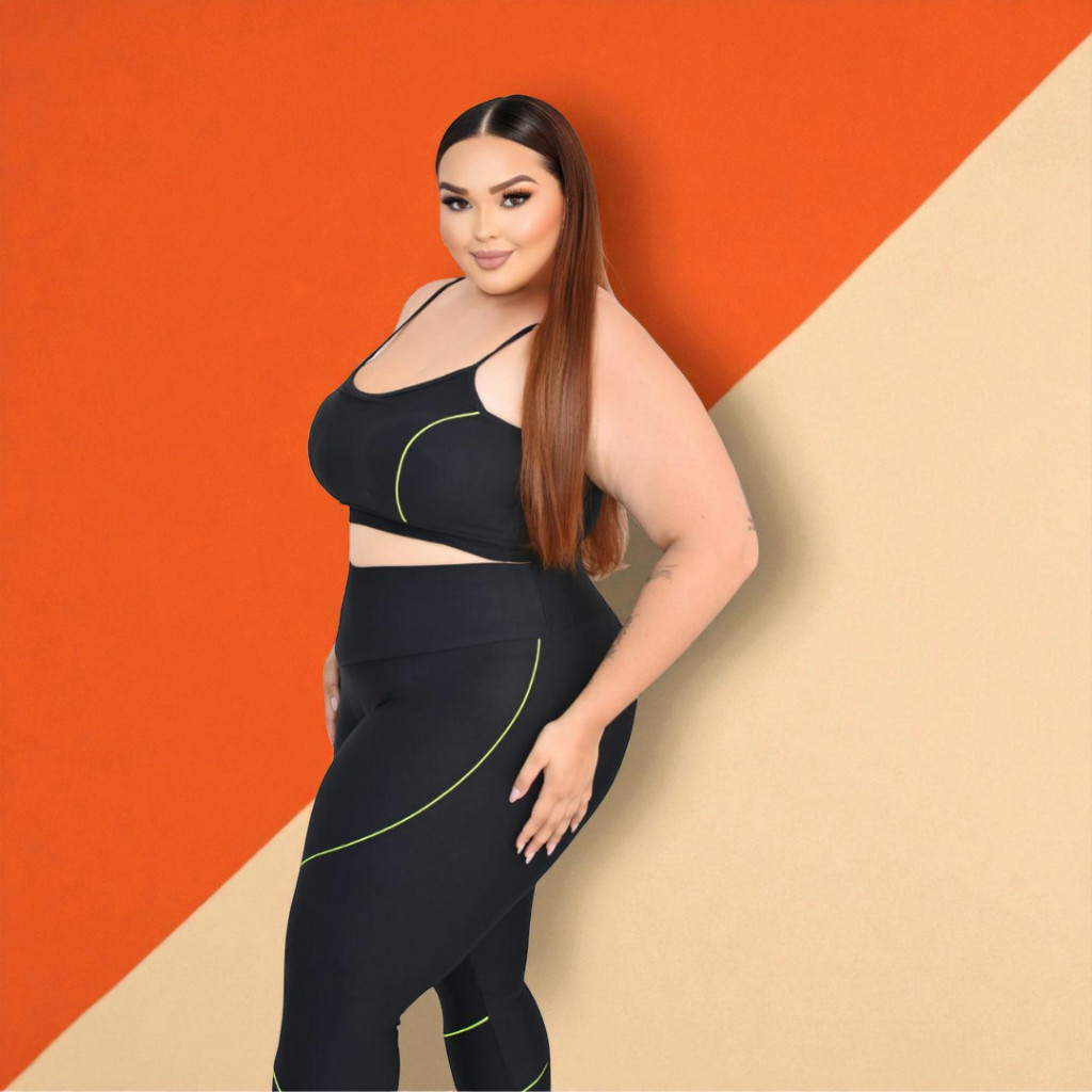 Conjunto Fitness Plus Size | Top e Legging com Cintura Alta | Tecido Confortável - ReStore.Oficial