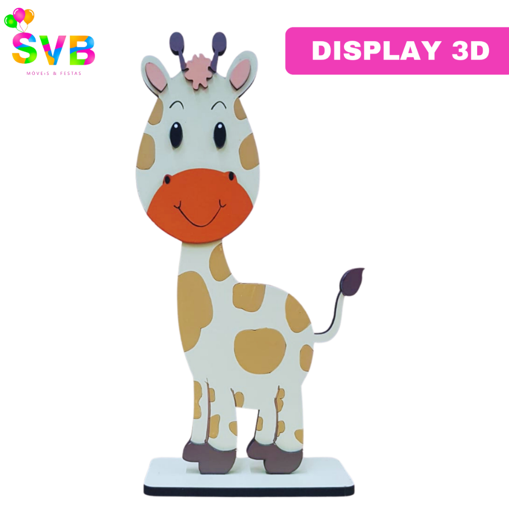 Enfeite Mesa Girafa Display 3D Decoração Safari Girafinha Mdf Centro de Mesa  SVB MÓVEIS E FESTAS