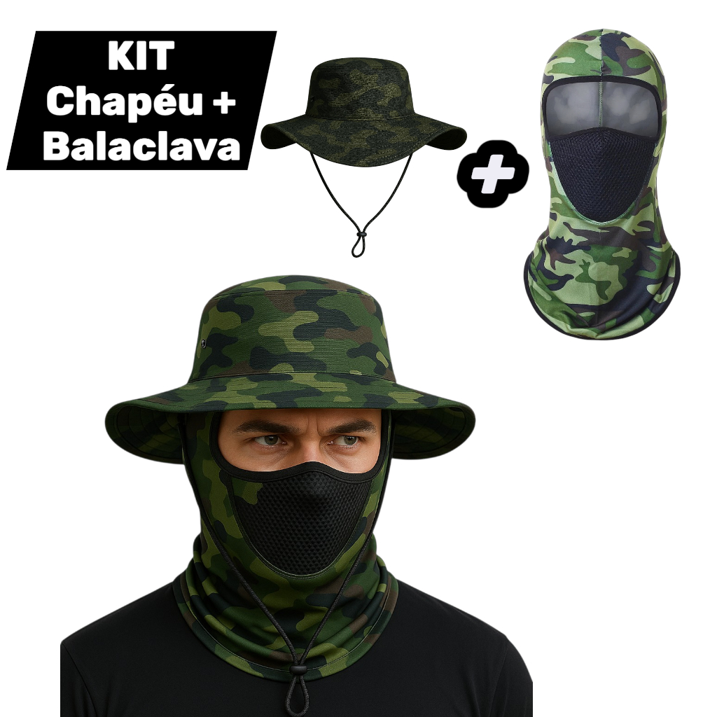 KIT Balaclava + Chapéu Pescador Australiano Pesca Proteção Pescoço Sol Chapeu Pescador Camping em Oferta na Shopee