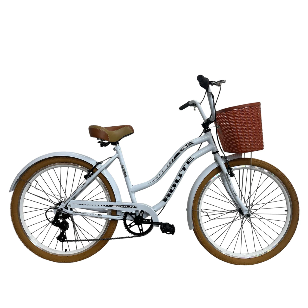 Bicicleta Retro Feminina Com Marcha Aro 26 Beach 7V
