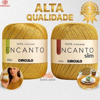 Linha Encanto 100% Viscose 240m ou 128m Fio Premium para Crochê e Tricô Brilho Intenso Toque Macio Cor ouro 7757 Circulo em Oferta na Shopee