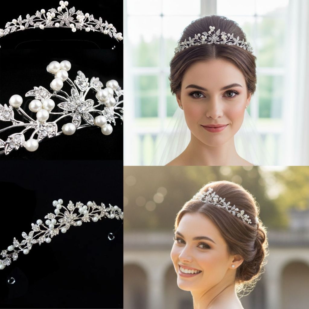 Tiara Coroa Enfeite Cabelo Noiva Debutante Princesa Delicada Perolas Strass em Oferta na Shopee
