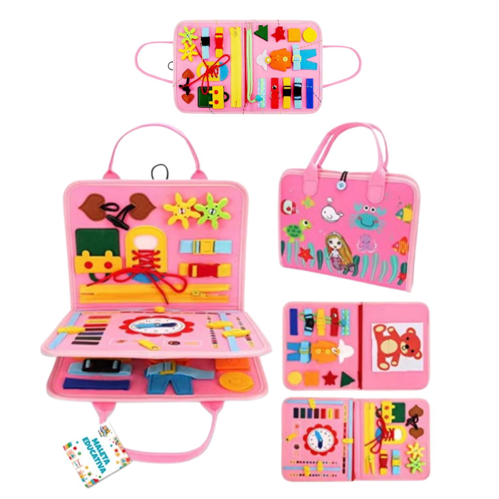 Conjunto Maleta Educativa Montessori Sensorial Brinquedo Criança Infantil Interativo Didática Guedes