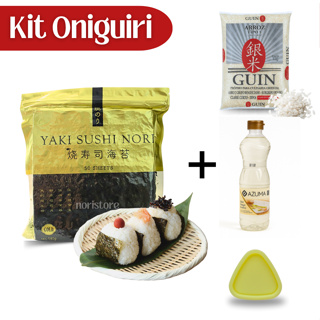 Kit Oniguiri Completo – Alga Nori Gold 50 Folhas + Arroz Guin para sushi + Tempero Azuma + Molde em Oferta na Shopee