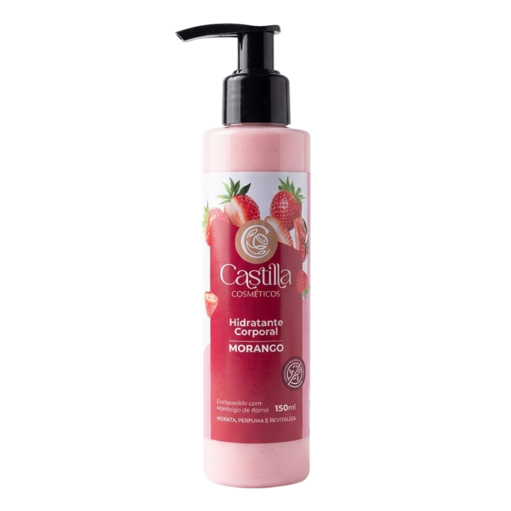 Hidratante Corporal Morango Castilla Cosmético 150ml Hidrata Perfuma Revitaliza e Antirressecamento
