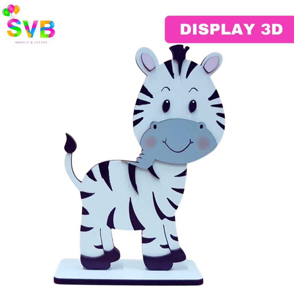 Display Festa Zebra Decoração Safari Selva Centro de Mesa SVB MÓVEIS E FESTAS