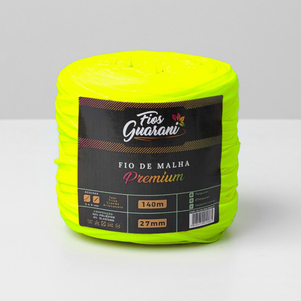 Fio de Malha Premium Guarani 140m 27mm Verde Neon - para Artesanato, Crochê e Tricô Fios Guarani